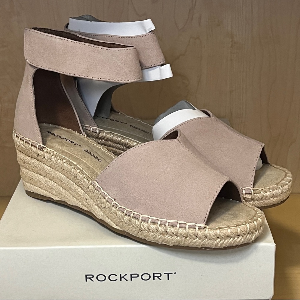 Rockport Marah Women's Tan Beige  Blush Wedge Comfort Sandals